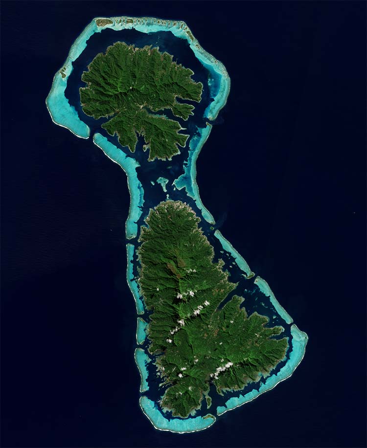 Satellite image of Tahaa and Raiatea